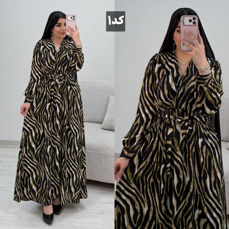 پیراهن بلند حریر طرحدار ارسال رایگان