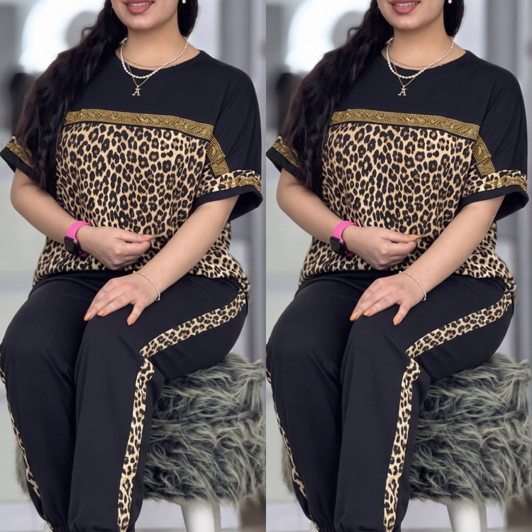 ست تیشرت شلوار زنانه پلنگی ارسال رایگان