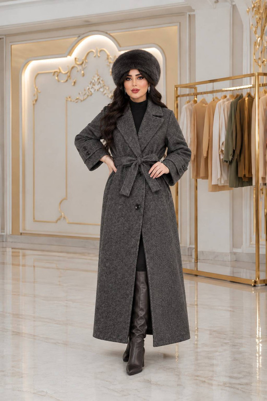پالتو بلند زنانه کمربند دار ارسال رایگان